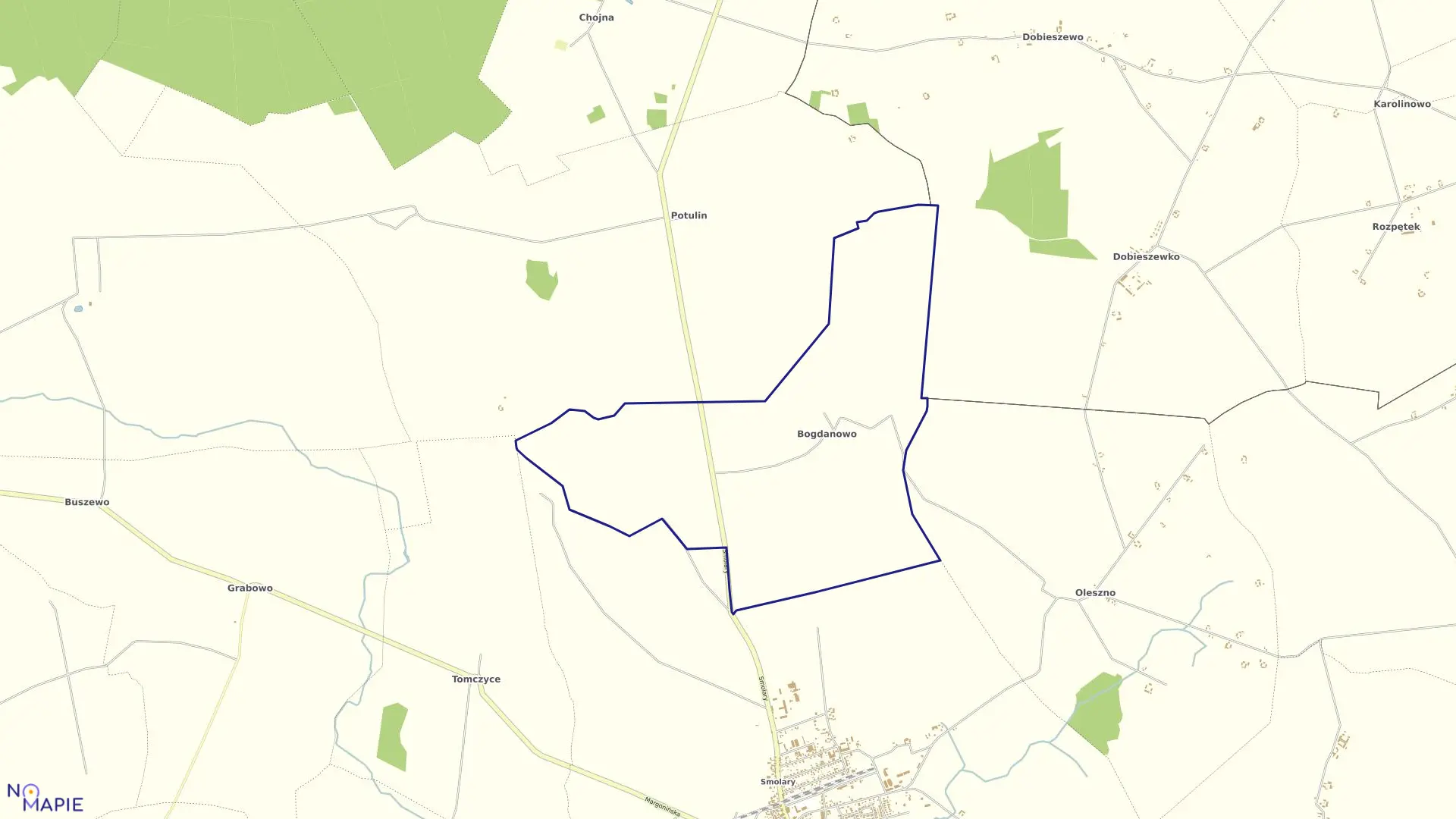 Mapa obrębu BOGDANOWO w gminie Gołańcz