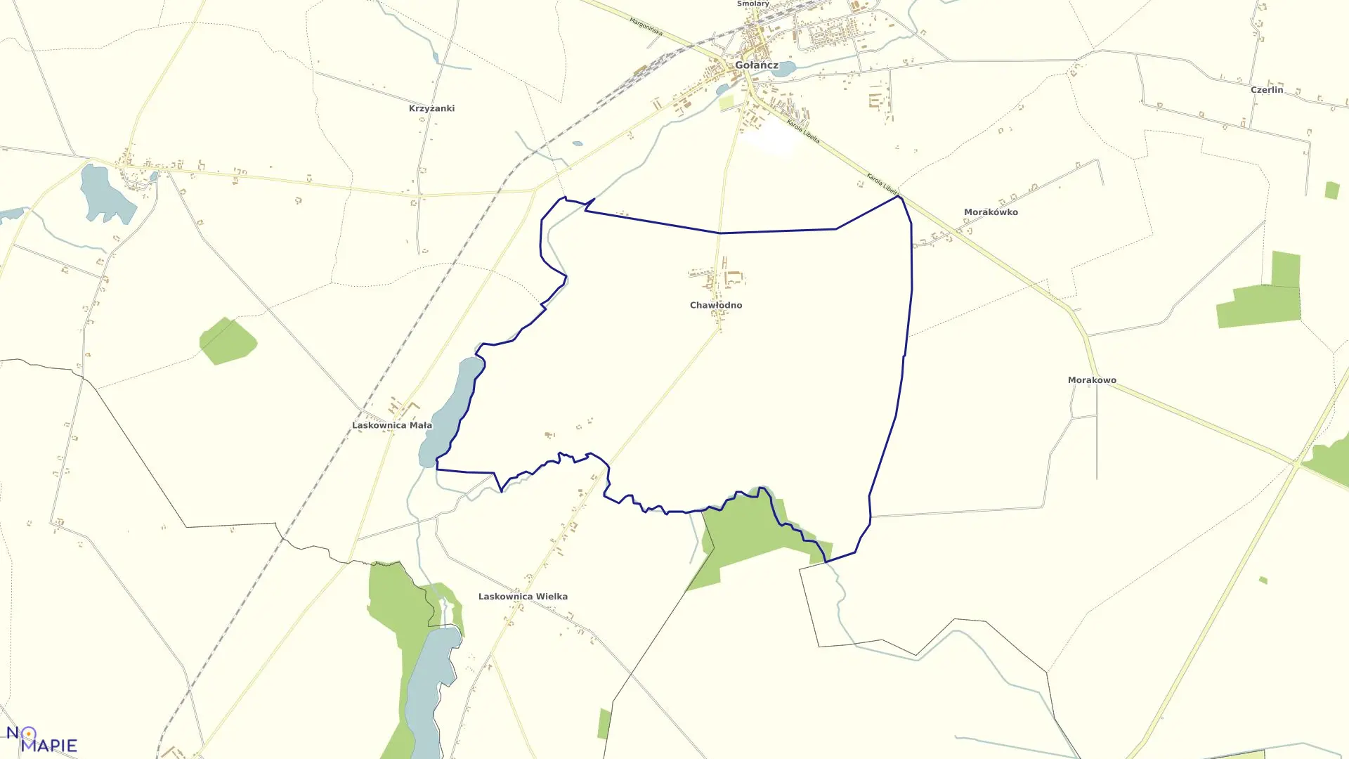 Mapa obrębu CHAWŁODNO w gminie Gołańcz