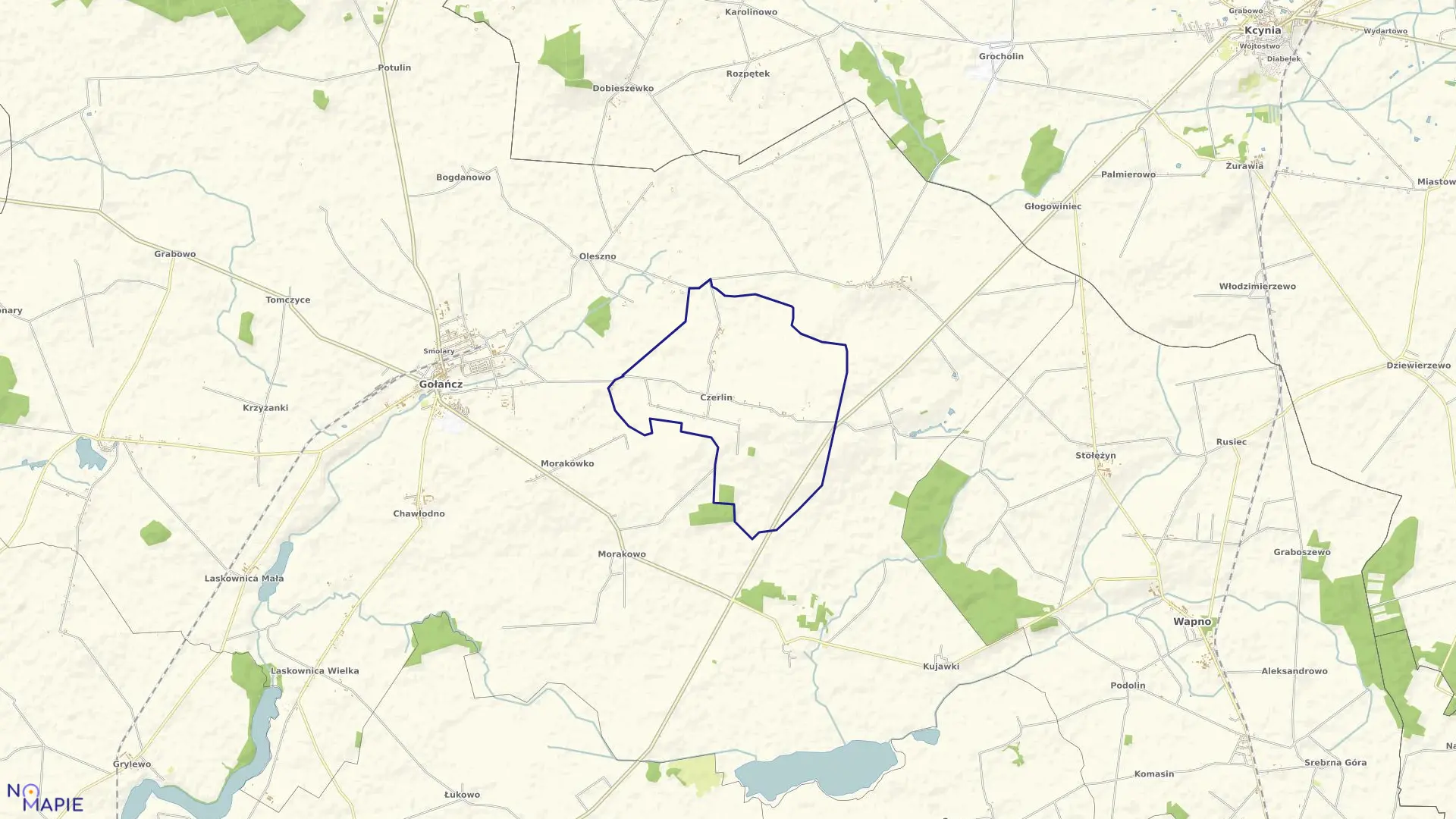 Mapa obrębu CZERLIN w gminie Gołańcz