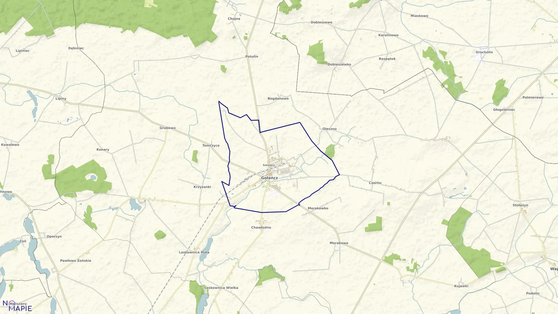 Mapa obrębu GOŁAŃCZ w gminie Gołańcz