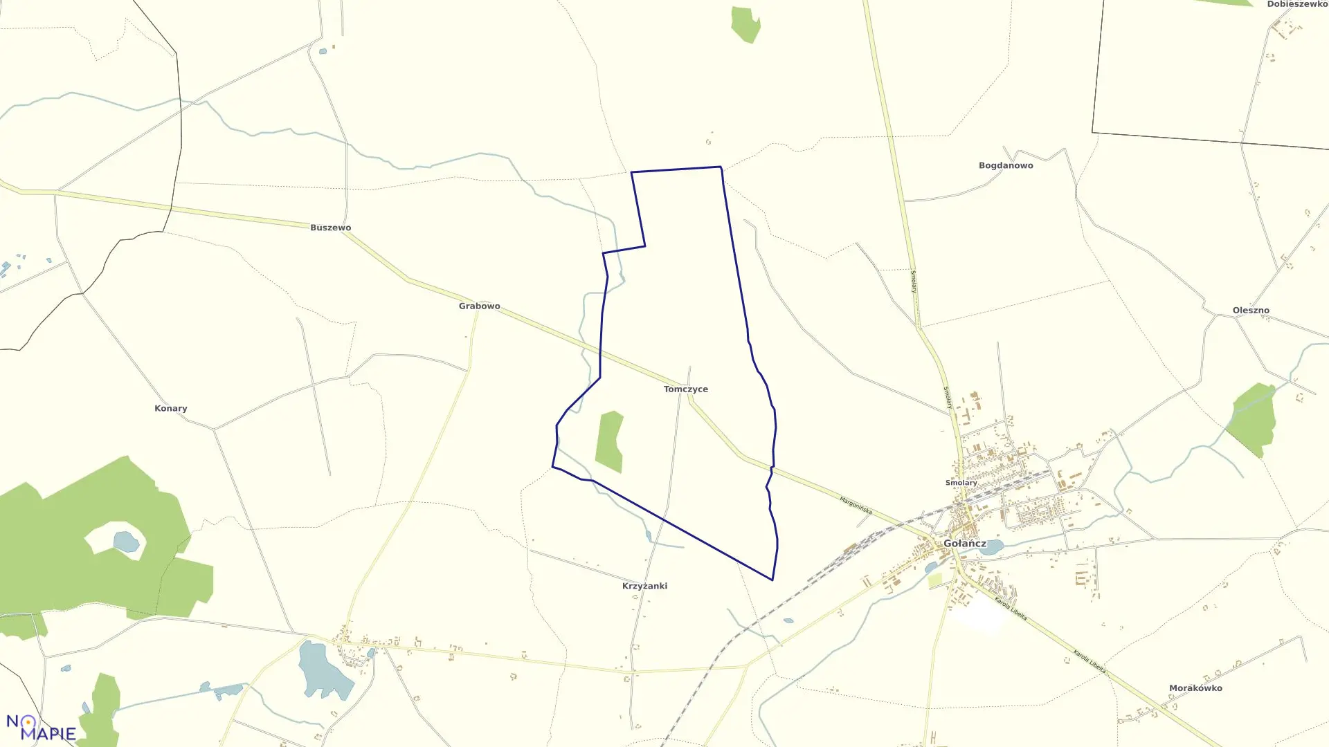 Mapa obrębu TOMCZYCE w gminie Gołańcz